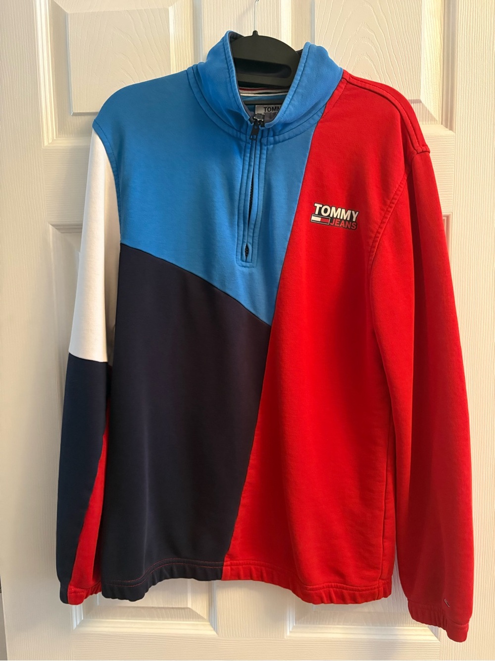 Tommy Hilfiger Men's Colorblock Zip Pullover - Red/Blue/Navy/White